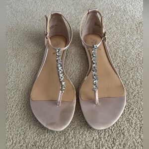 Champagne Flat Sandal with Rhinestones